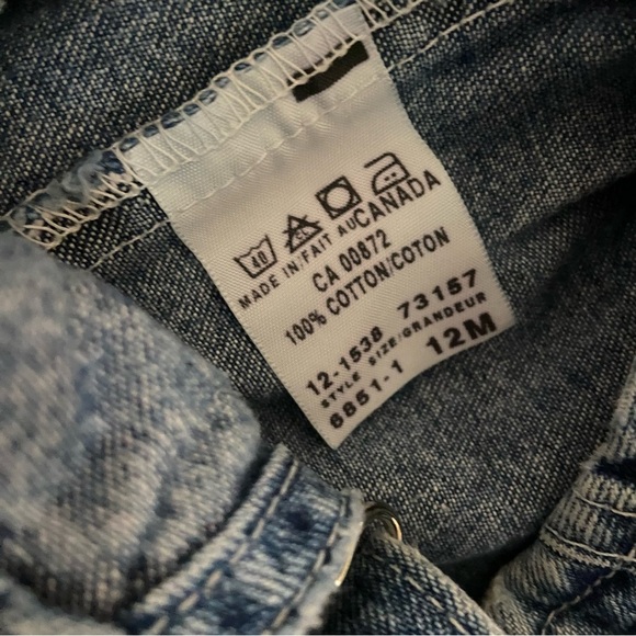 Vintage Oshkosh B’Gosh 100% Cotton Jean Overalls Size 12 Months - Picture 7 of 9